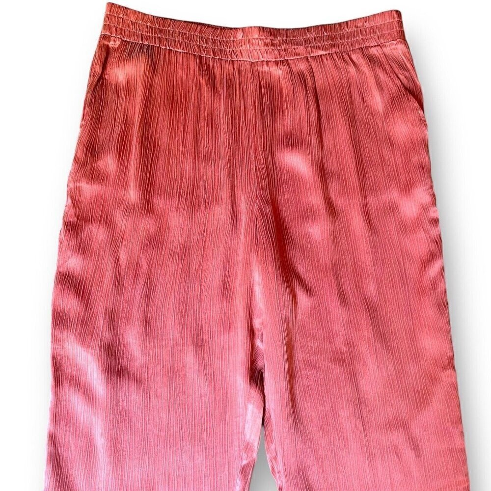Soft Surroundings Womens Lumi Pant XL Marsala Rose Pink Pull On Textured Satin - Picture 3 of 8